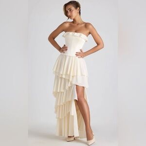 Oh Polly Tiered Corset Gown in Ivory